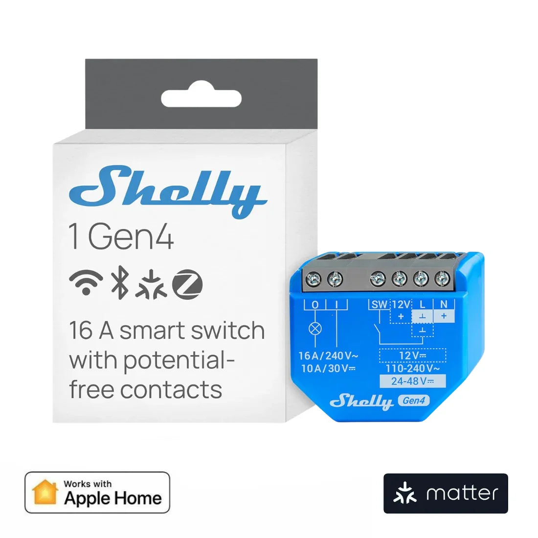 Shelly 1 Gen4 Smart Switch – Matter, Zigbee & Wi-Fi Home Control
