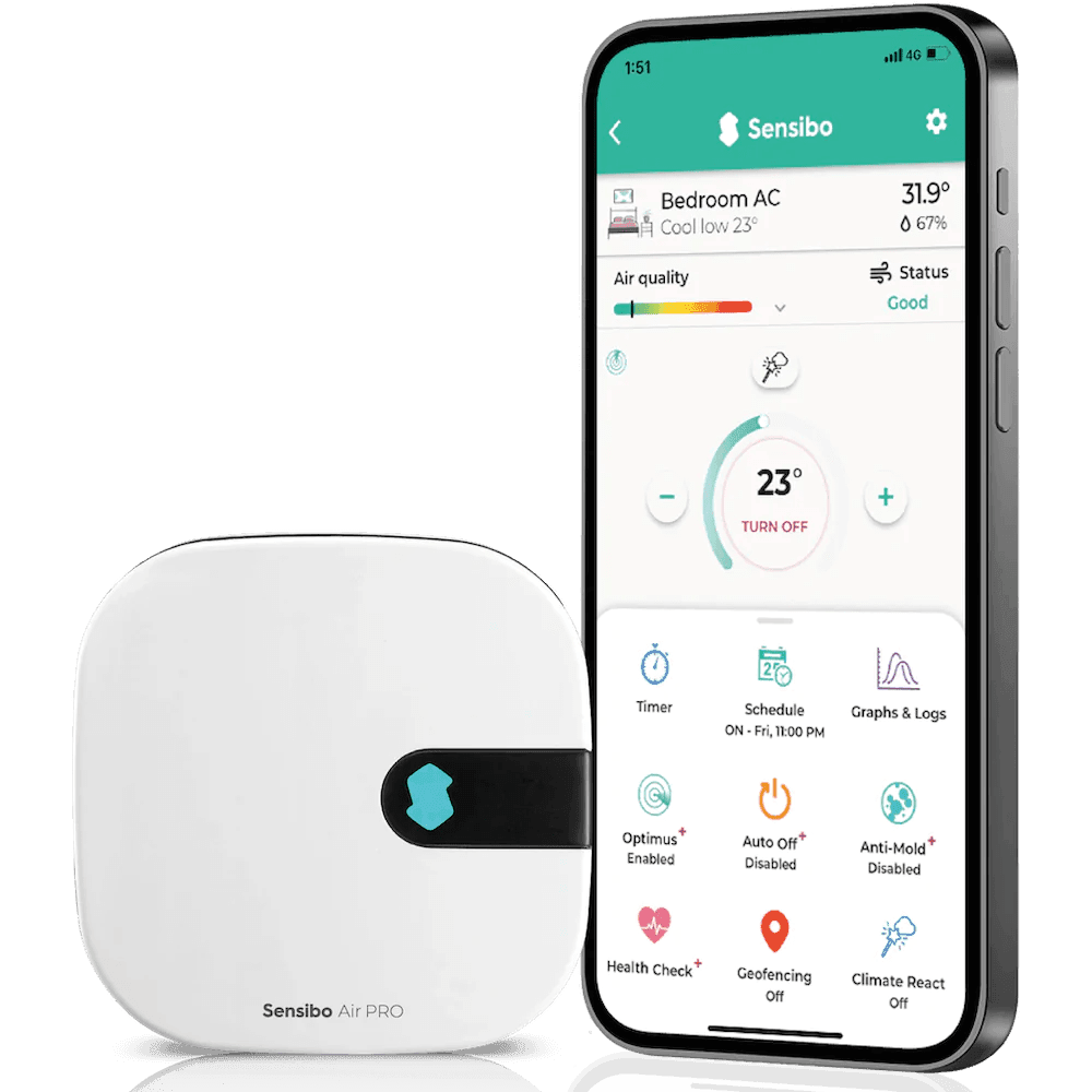 Viedā Kondicionieru Kontrole ar Gaisa Kvalitātes Sensoru Sensibo Air Pro - Burzmart.lv