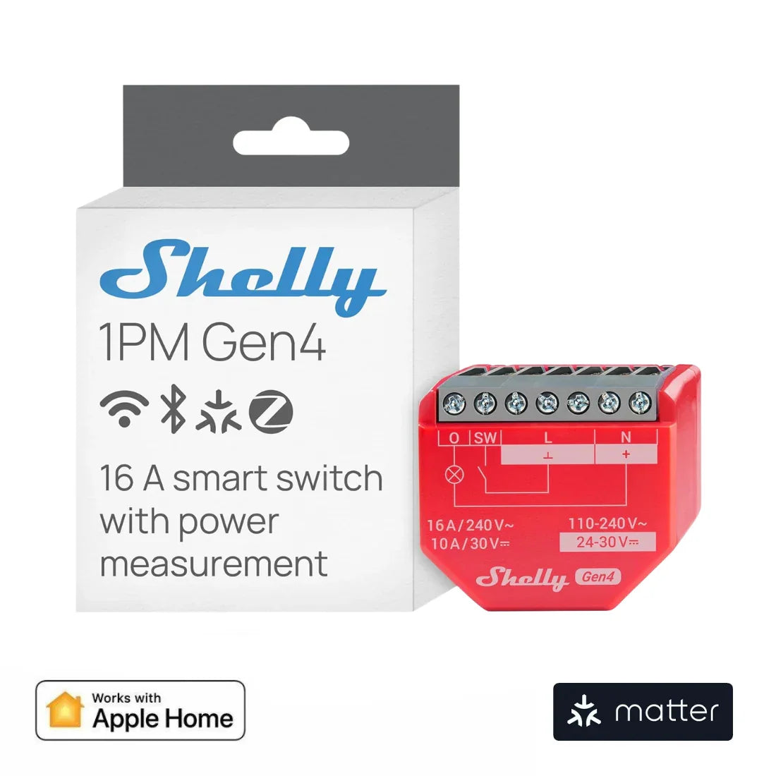 Viedais Relejs Shelly 1PM Gen4 (Matter) - Burzmart.lv