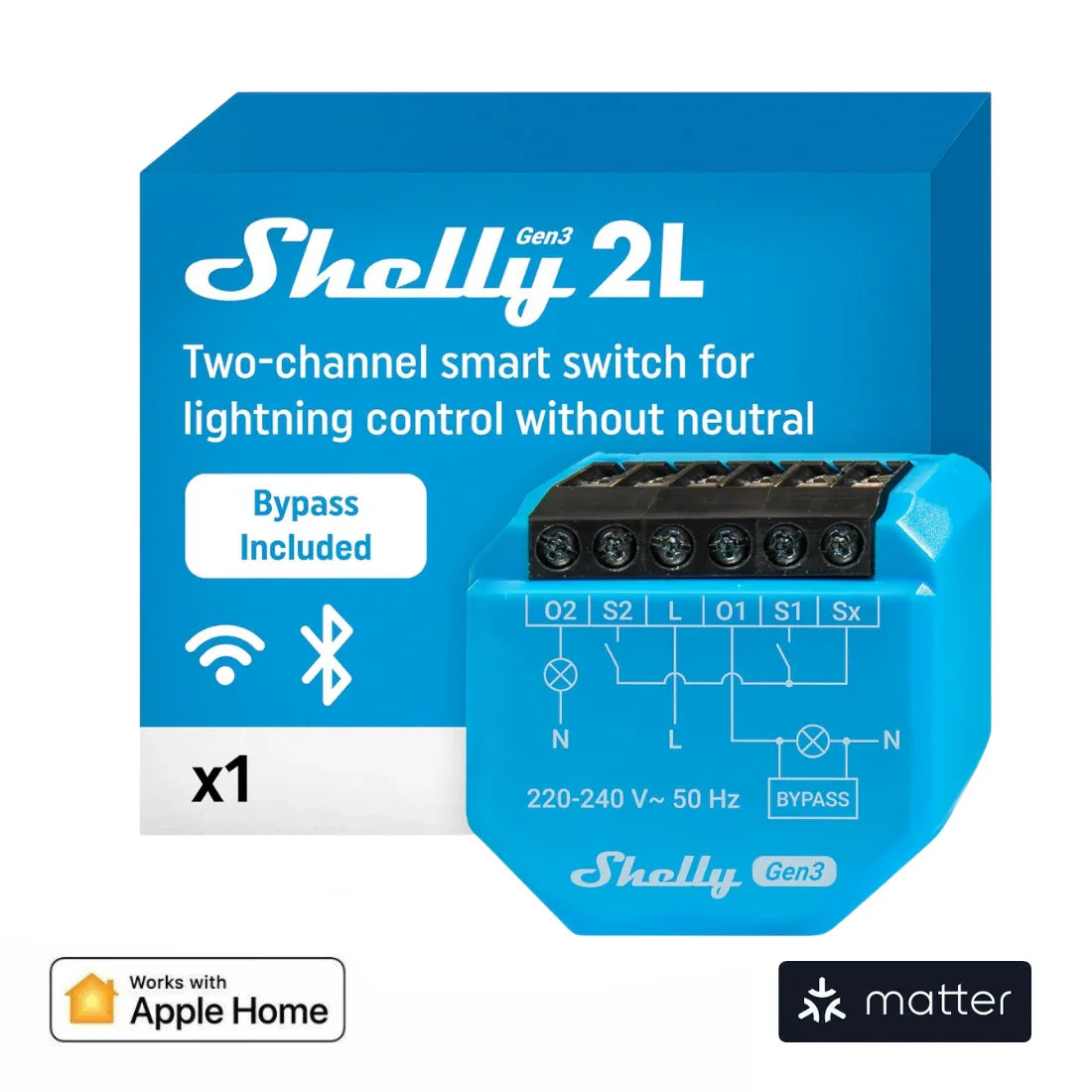Viedais Relejs Shelly 2L Gen3 Matter (No neutral) - Burzmart.lv