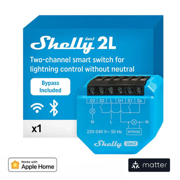 Viedais Relejs Shelly 2L Gen3 Matter (No neutral) - Burzmart.lv