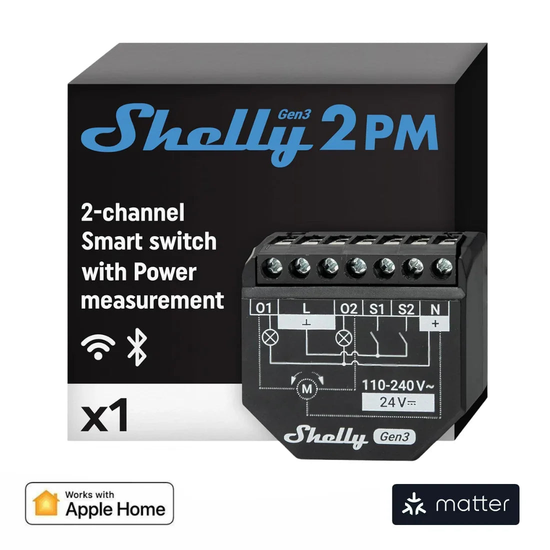 Viedais Relejs Shelly 2PM Gen3 (Matter) - Burzmart.lv