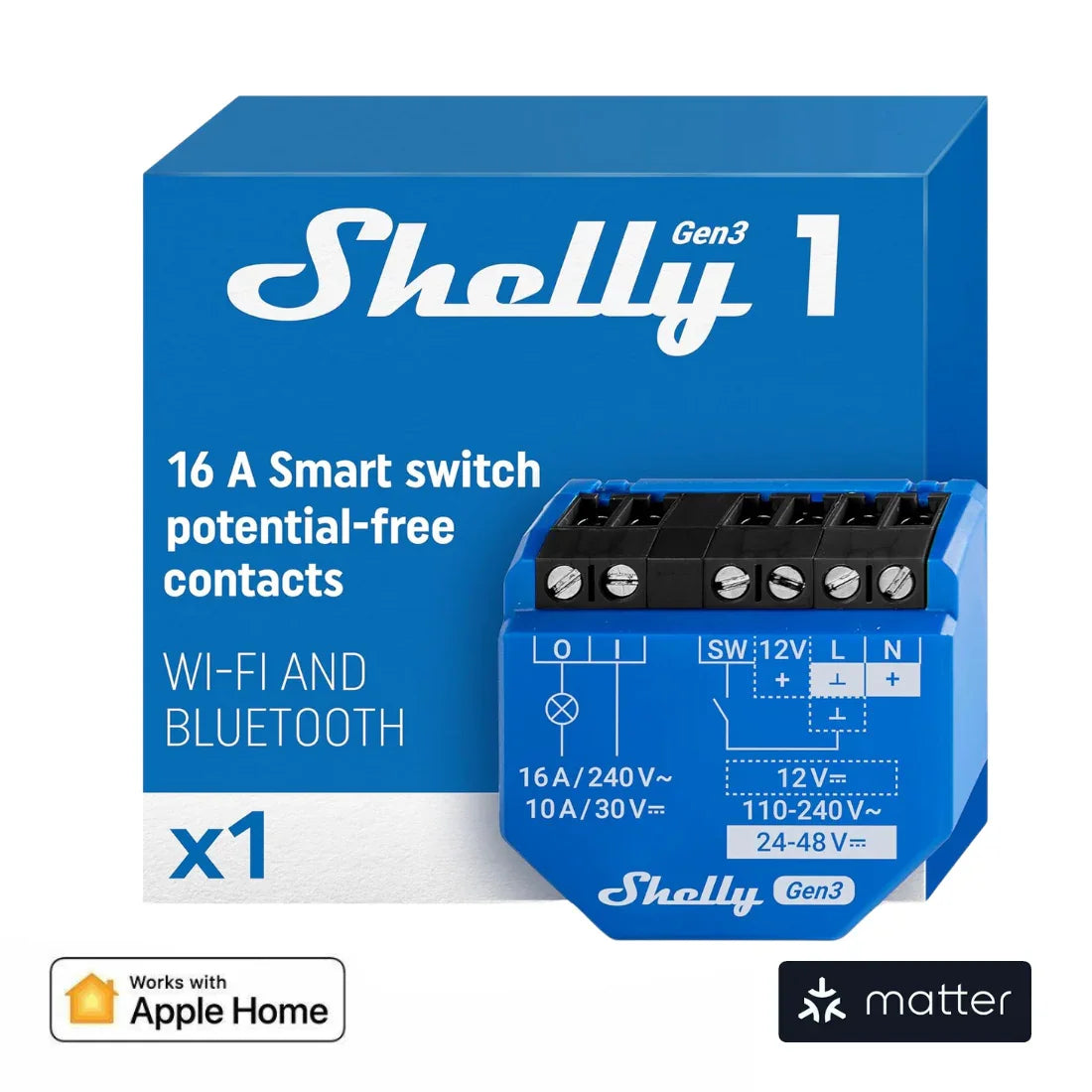 Viedais Relejs Shelly 1 Gen3 (Matter) - Burzmart.lv