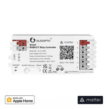 Viedais RGBCCT LED kontrolieris Gledopto Matter - Burzmart.lv