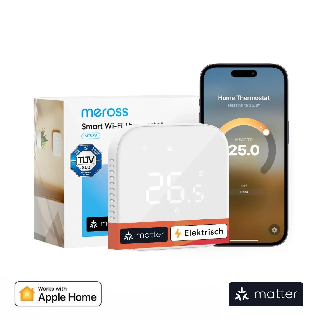 Viedais termostats Meross MTS215 Matter - Burzmart.lv