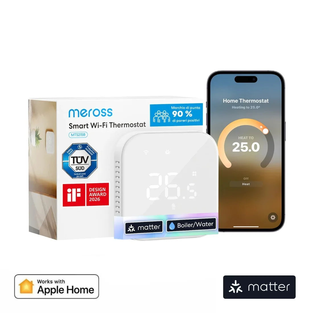 Viedais termostats Meross MTS215 Matter - Burzmart.lv